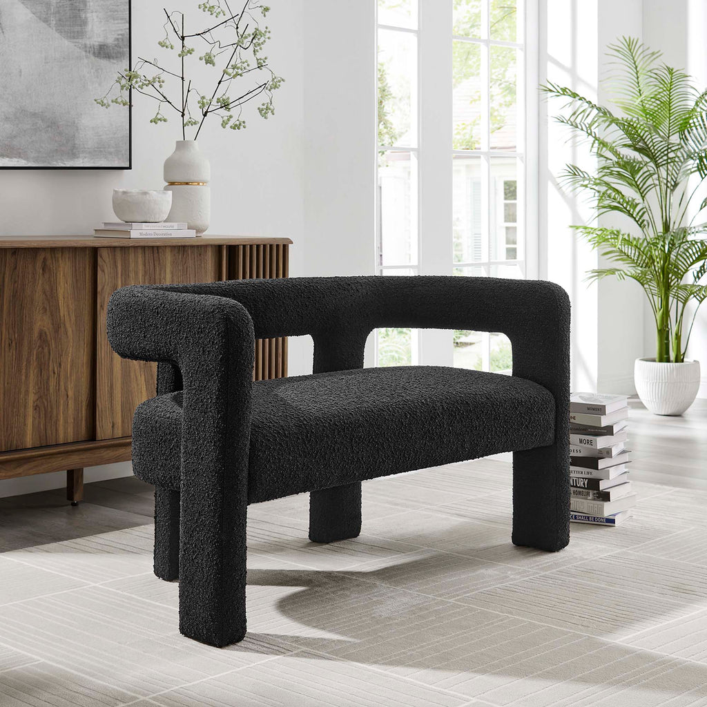 Kayla Boucle Upholstered Loveseat - Black