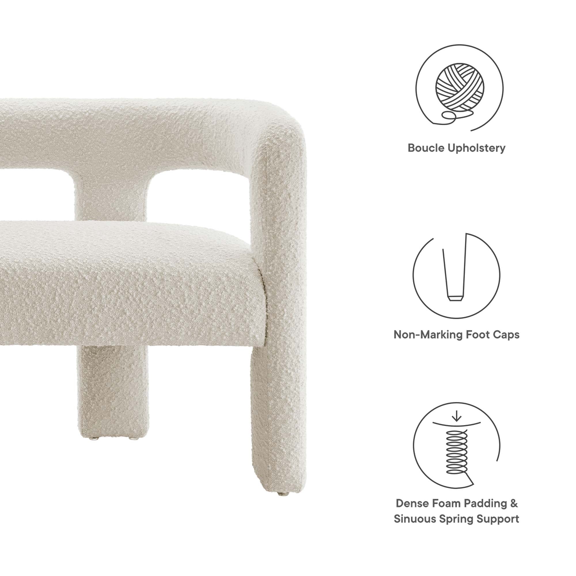 Kayla Boucle Upholstered Loveseat - Ivory