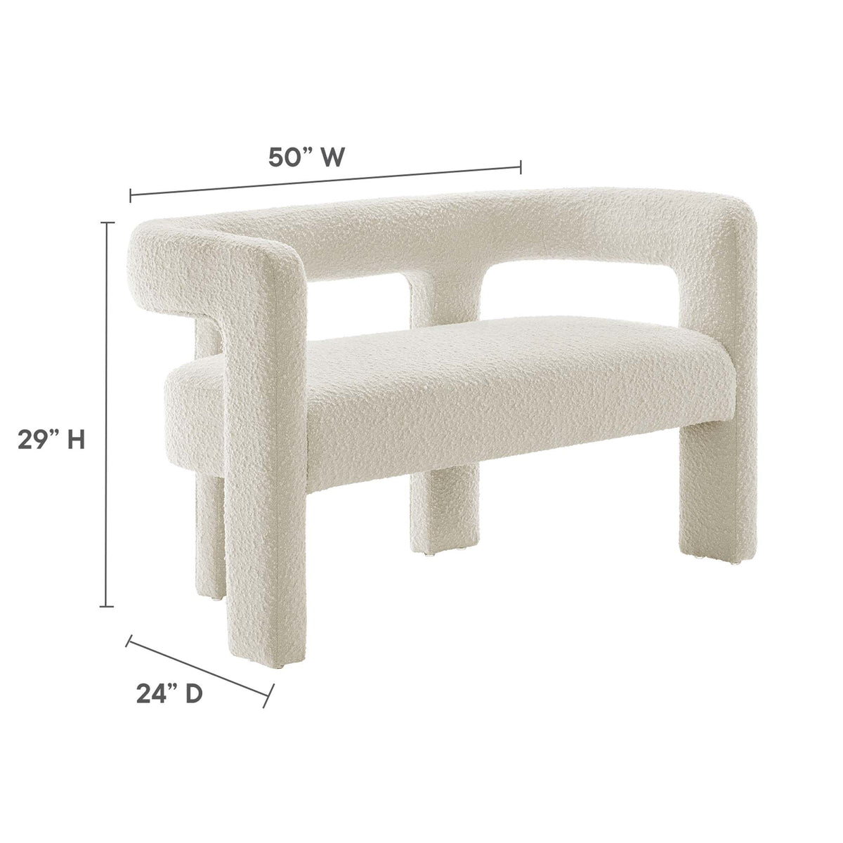 Kayla Boucle Upholstered Loveseat - Ivory