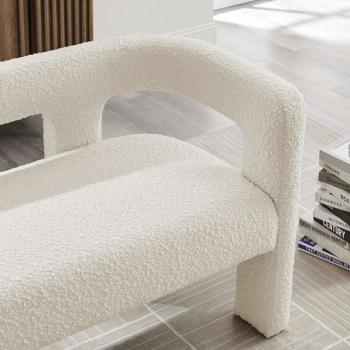 Kayla Boucle Upholstered Loveseat - Ivory