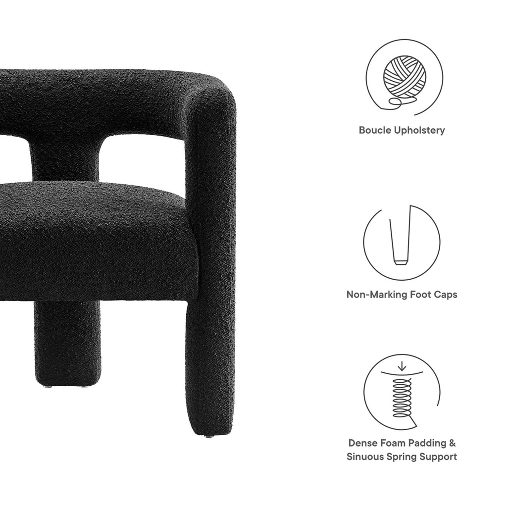 Kayla Boucle Upholstered Armchair - Black