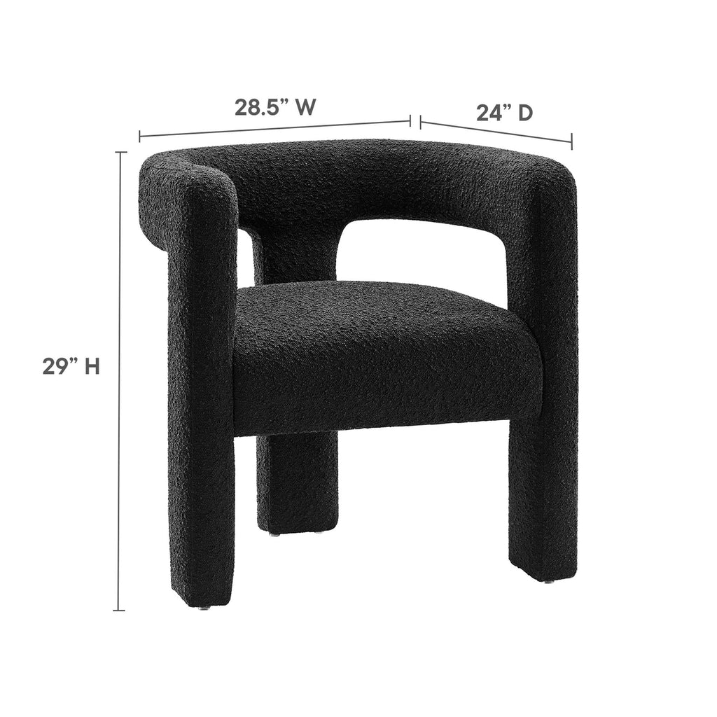 Kayla Boucle Upholstered Armchair - Black