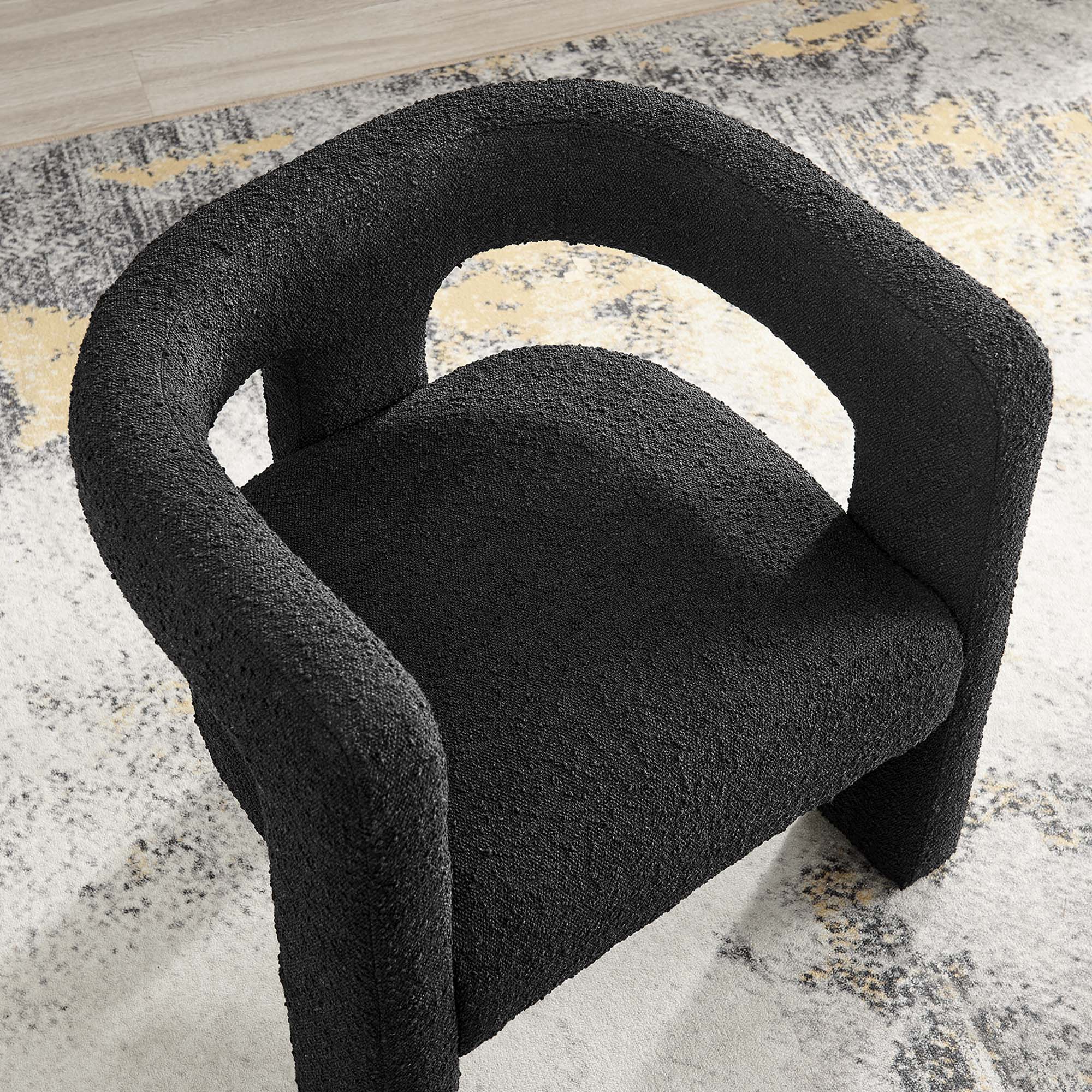 Kayla Boucle Upholstered Armchair - Black