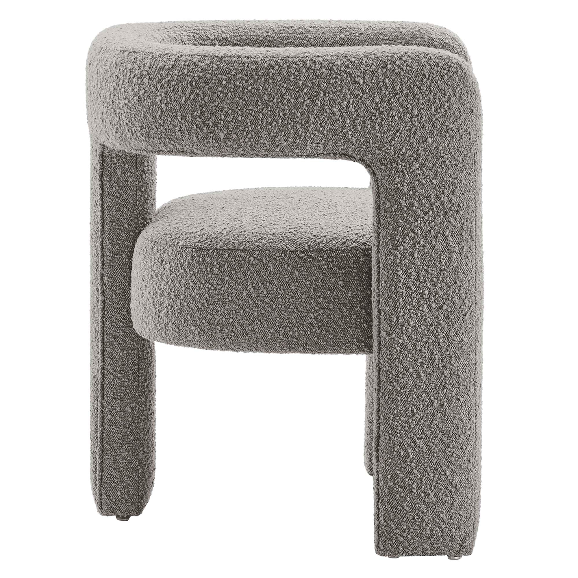 Kayla Boucle Upholstered Armchair - Light Gray