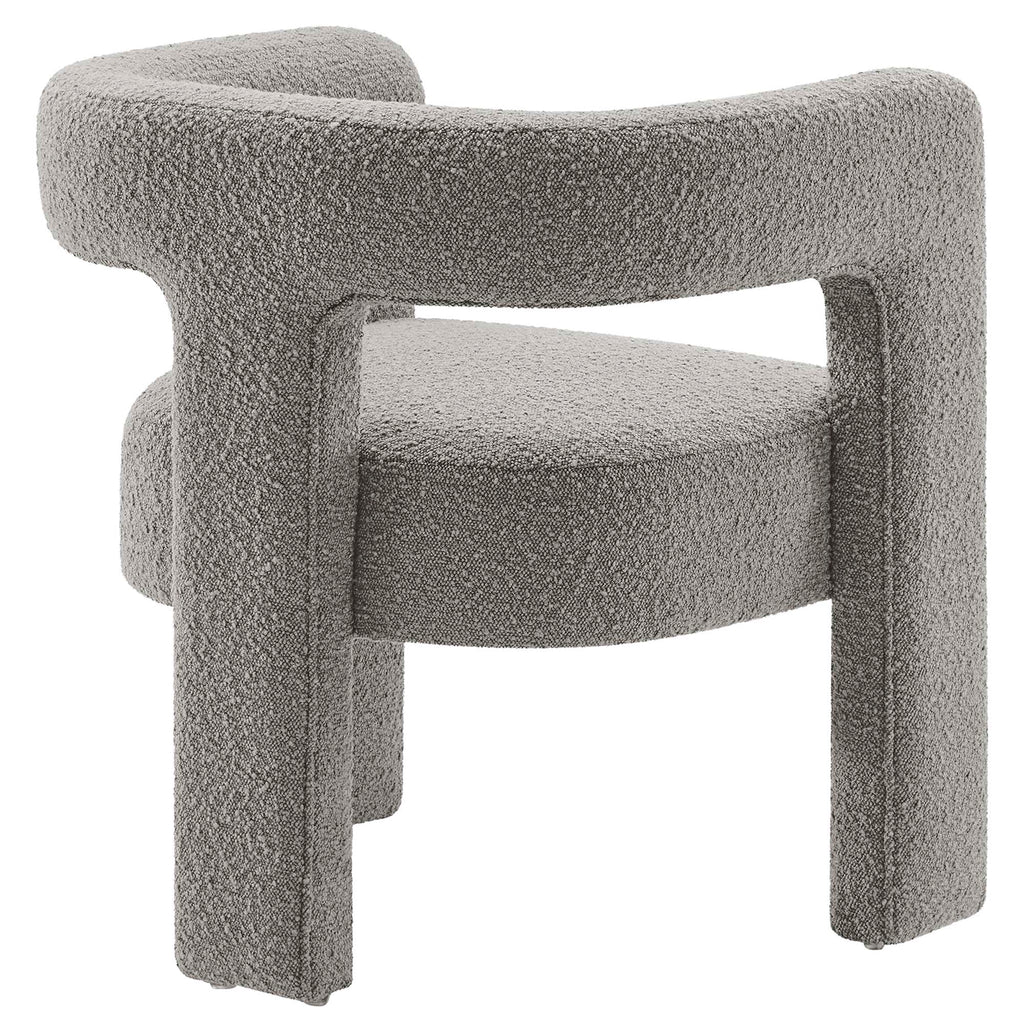Kayla Boucle Upholstered Armchair - Light Gray