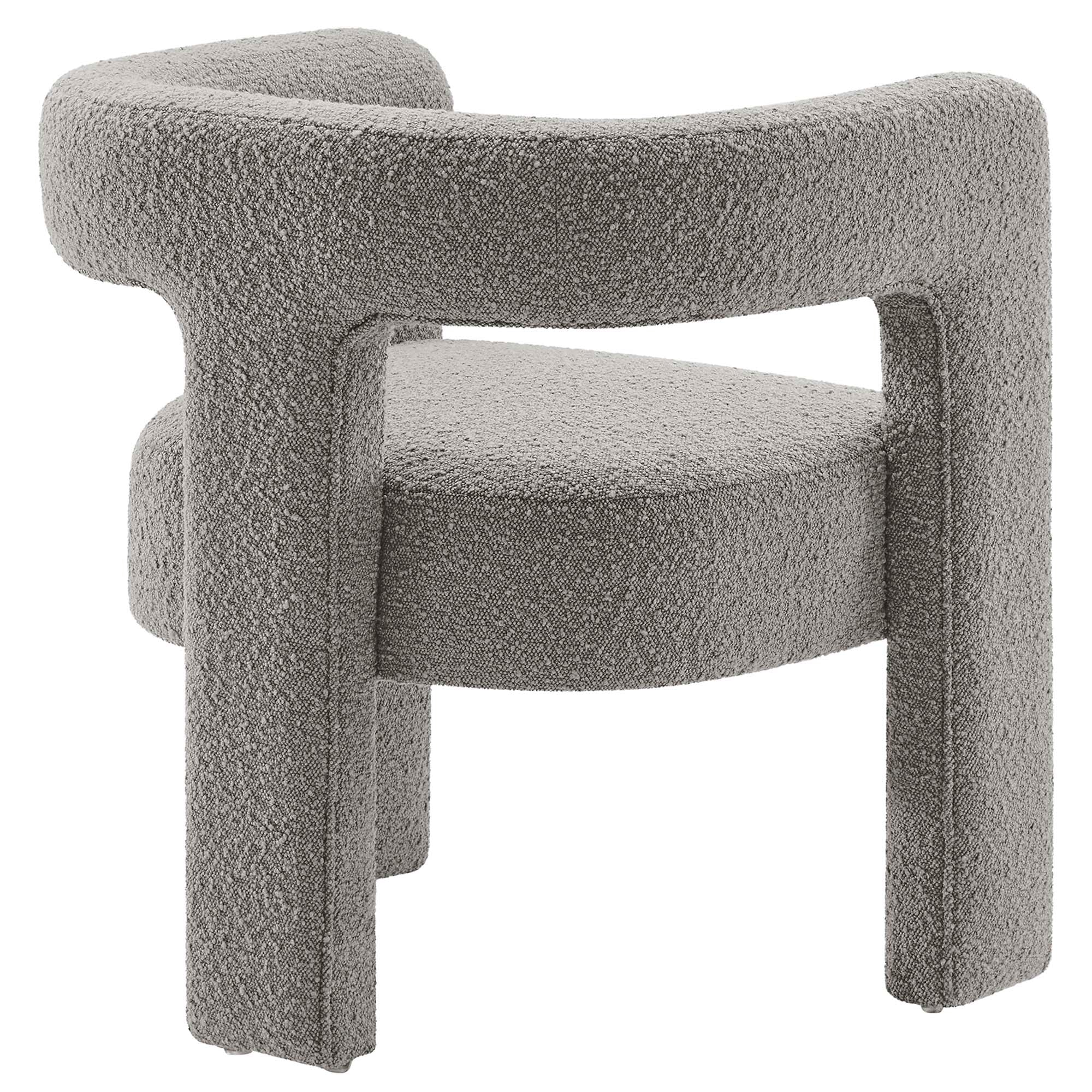 Kayla Boucle Upholstered Armchair - Light Gray