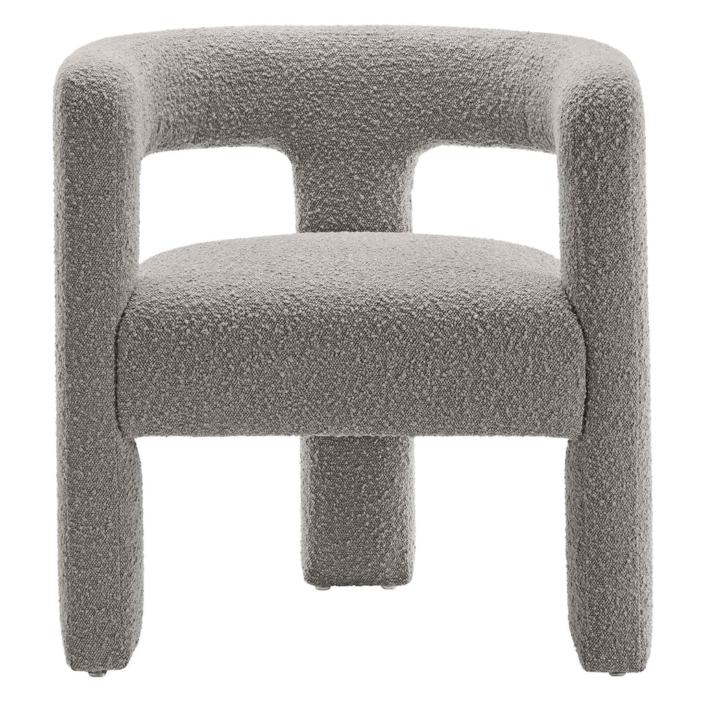 Kayla Boucle Upholstered Armchair - Light Gray