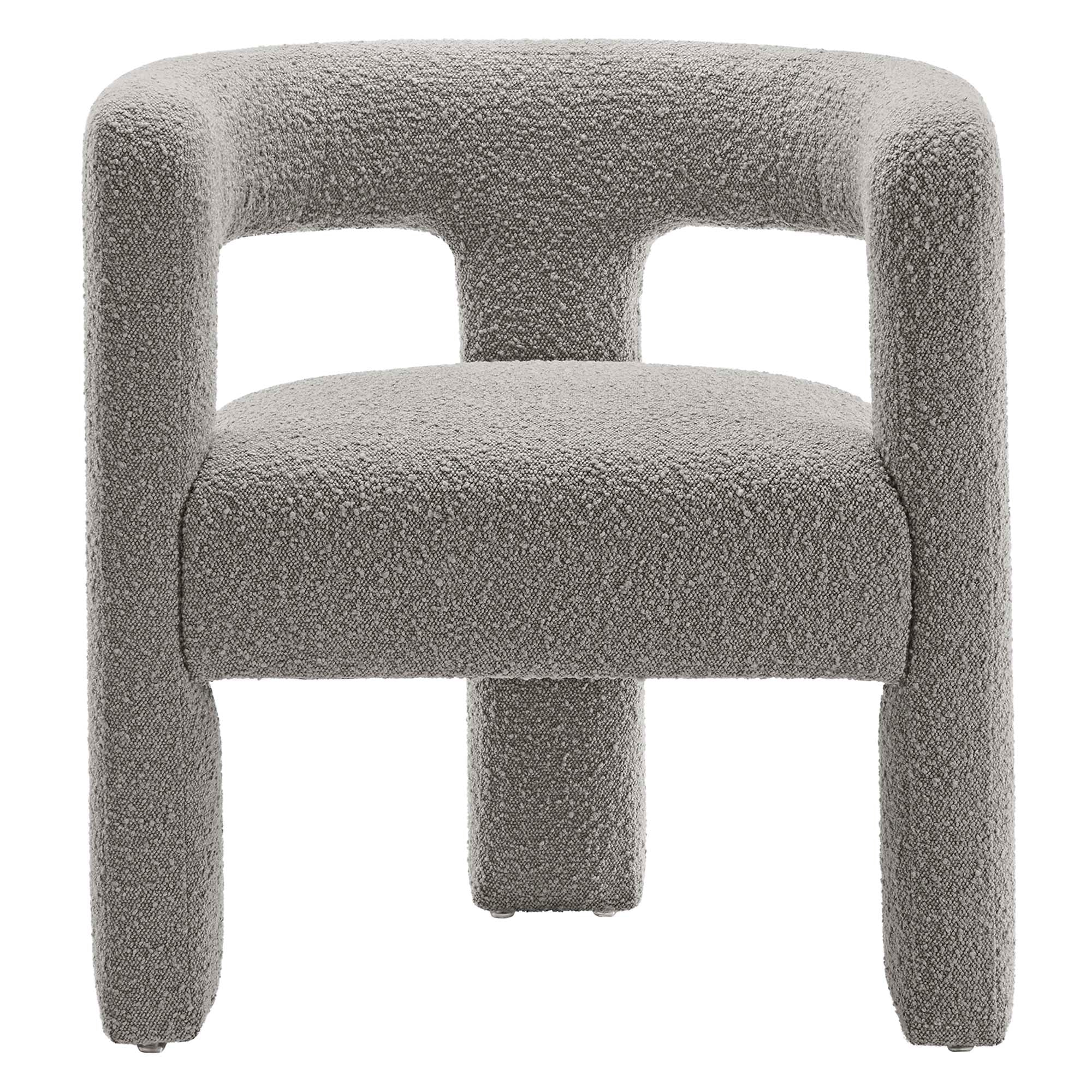 Kayla Boucle Upholstered Armchair - Light Gray