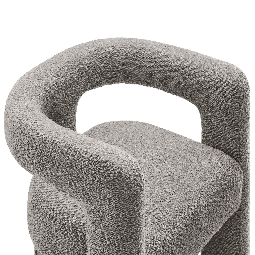 Kayla Boucle Upholstered Armchair - Light Gray