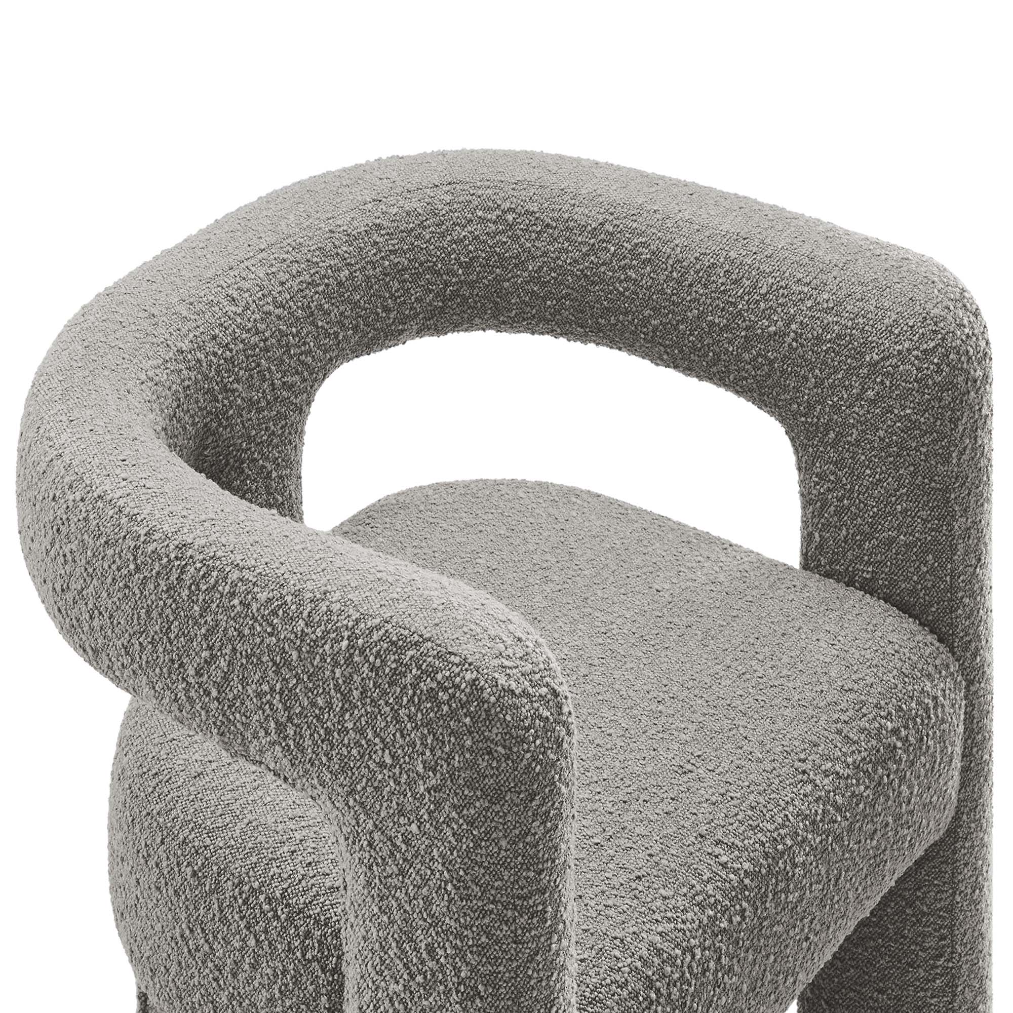 Kayla Boucle Upholstered Armchair - Light Gray