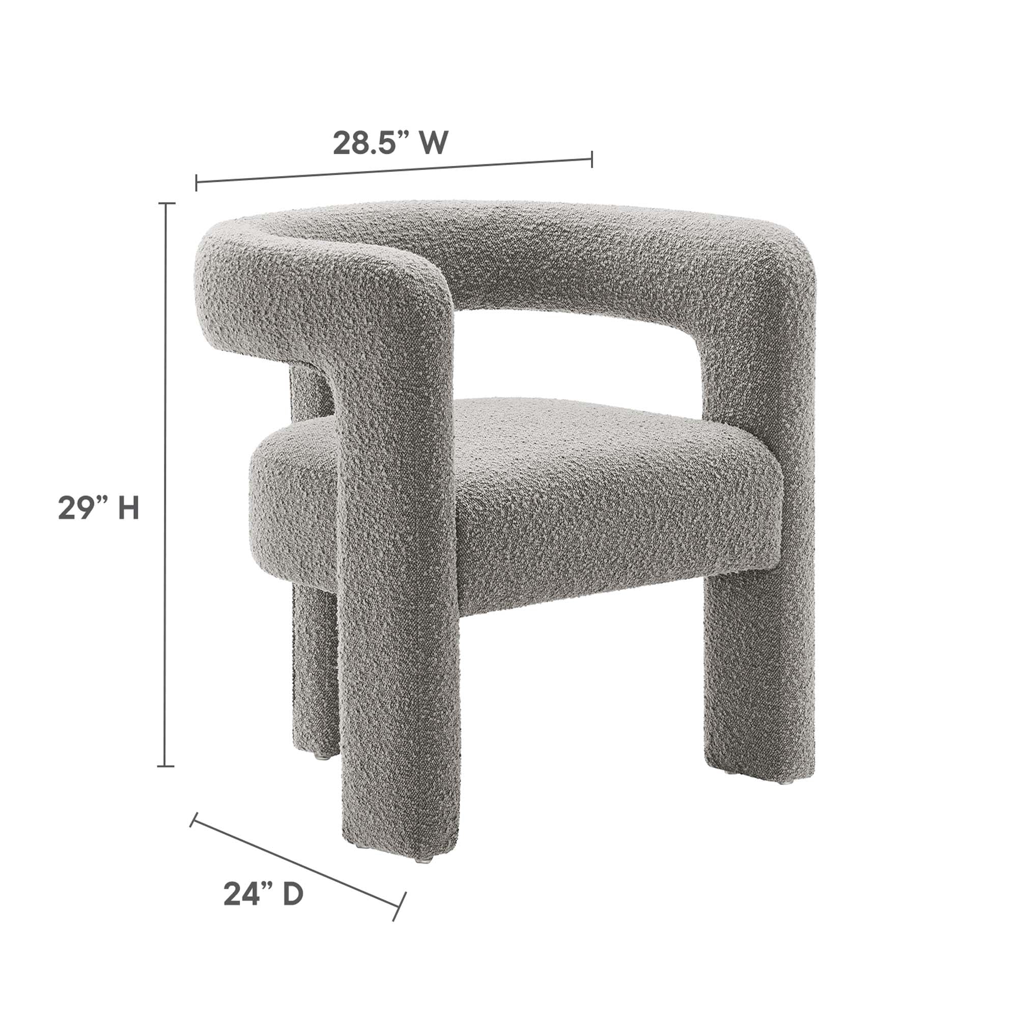 Kayla Boucle Upholstered Armchair - Light Gray