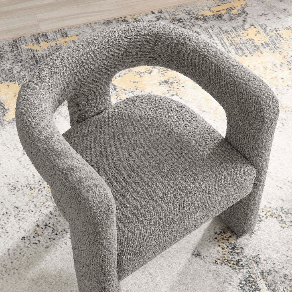 Kayla Boucle Upholstered Armchair - Light Gray
