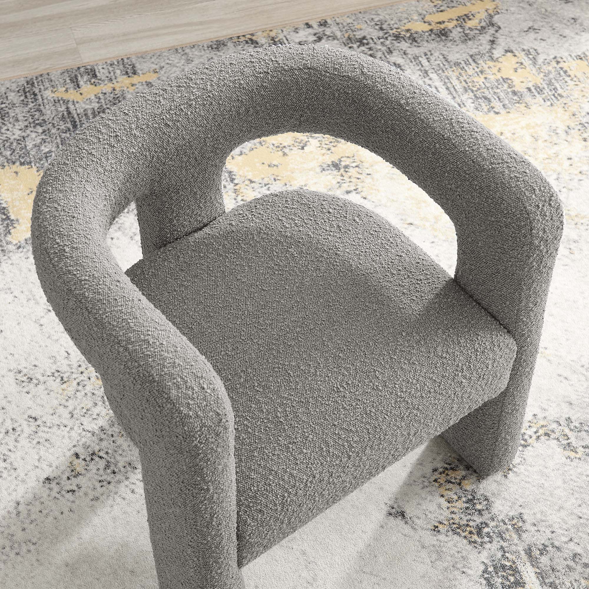 Kayla Boucle Upholstered Armchair - Light Gray