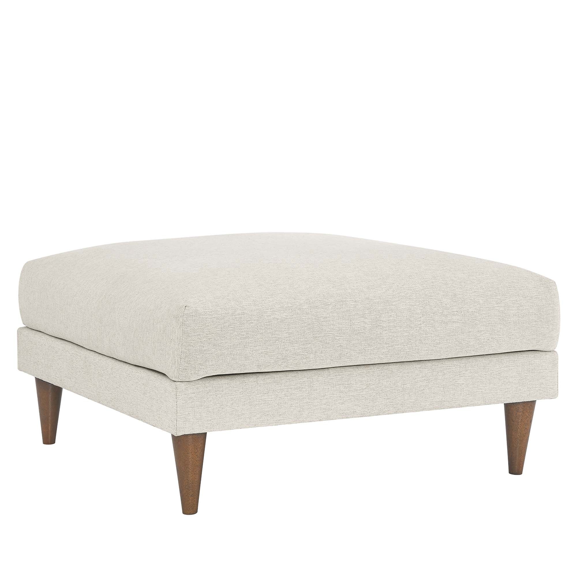 Zoya Down Filled Overstuffed Ottoman - Ivory Fabric