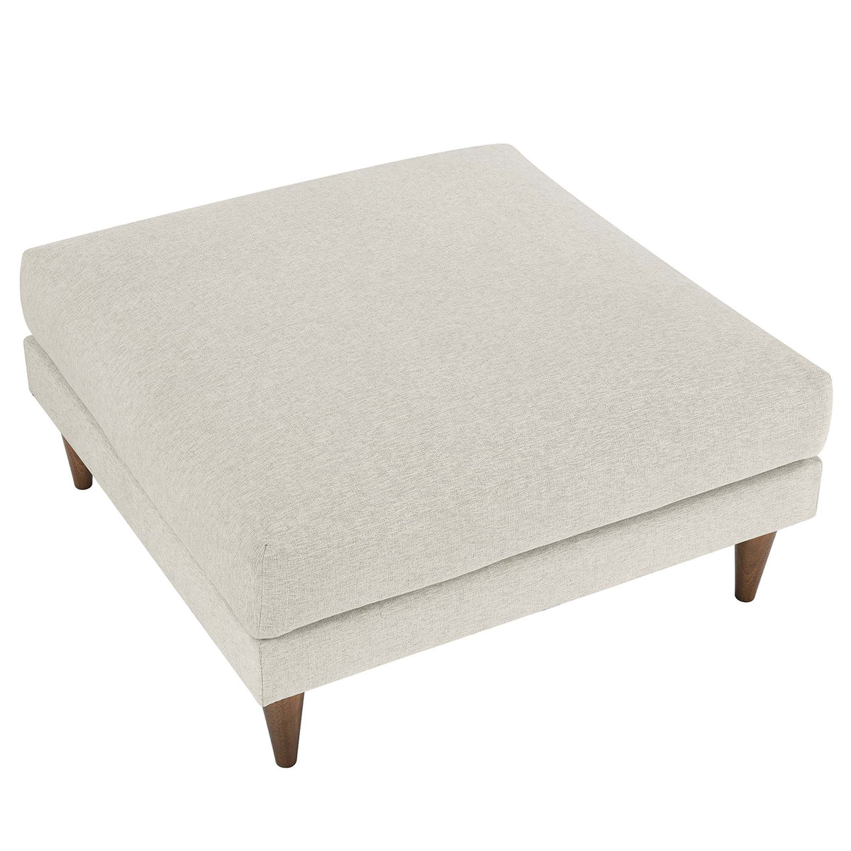 Zoya Down Filled Overstuffed Ottoman - Ivory Fabric