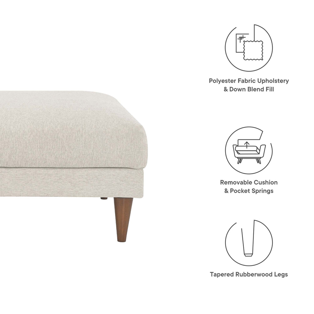 Zoya Down Filled Overstuffed Ottoman - Ivory Fabric