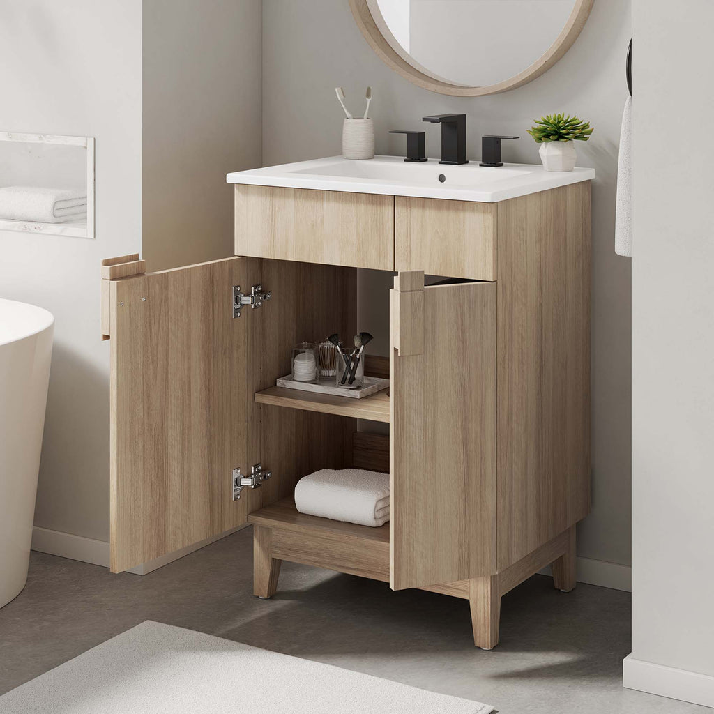 Miles 24" Bathroom Vanity - White Oak