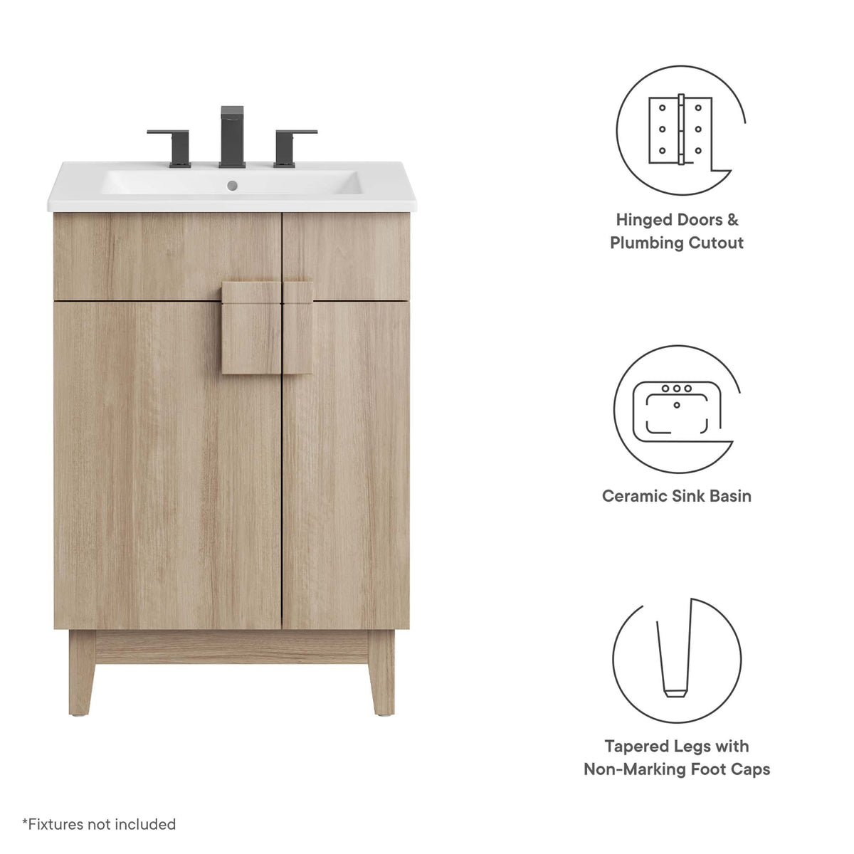 Miles 24" Bathroom Vanity - White Oak