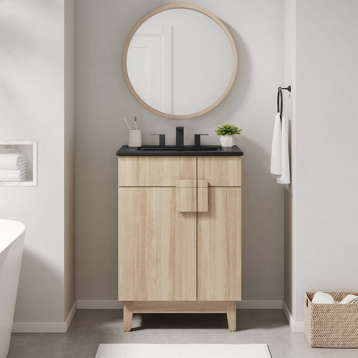 Miles 24" Bathroom Vanity - Black Oak