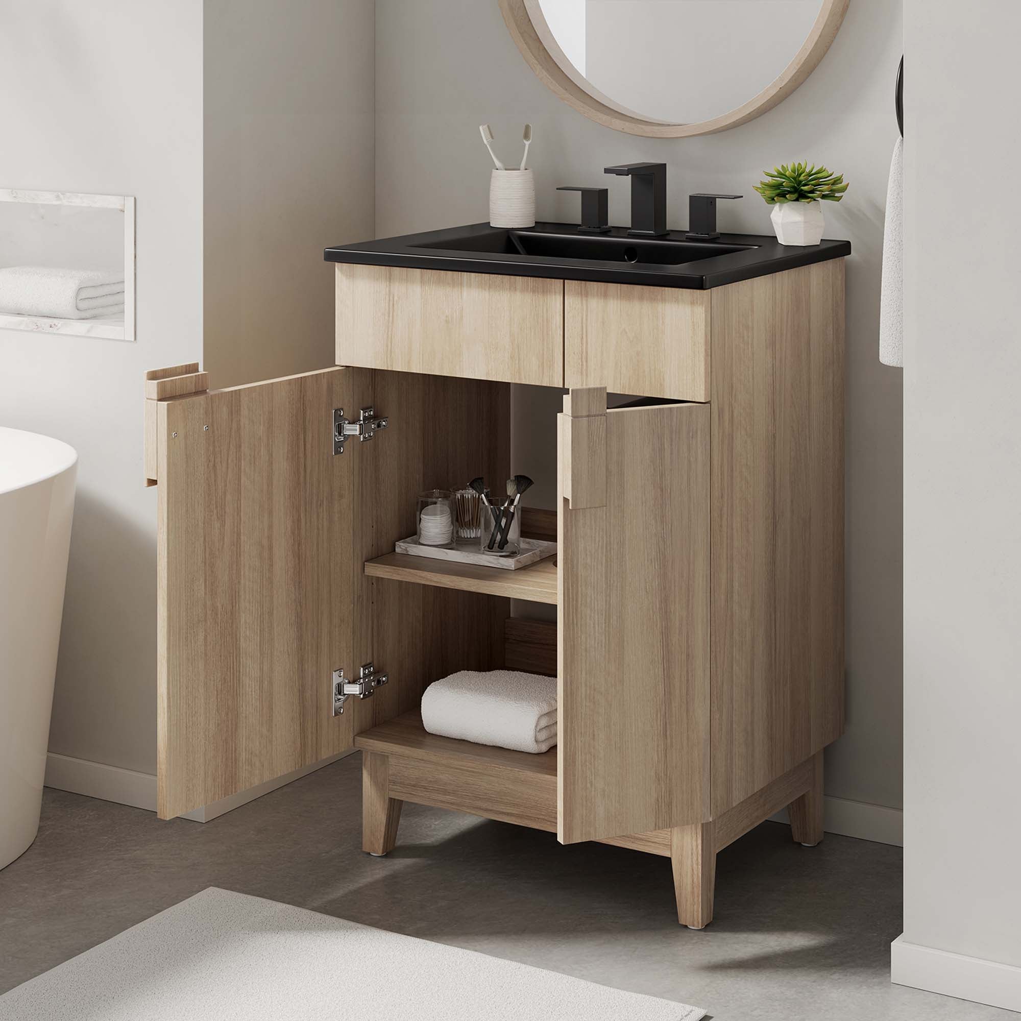 Miles 24" Bathroom Vanity - Black Oak