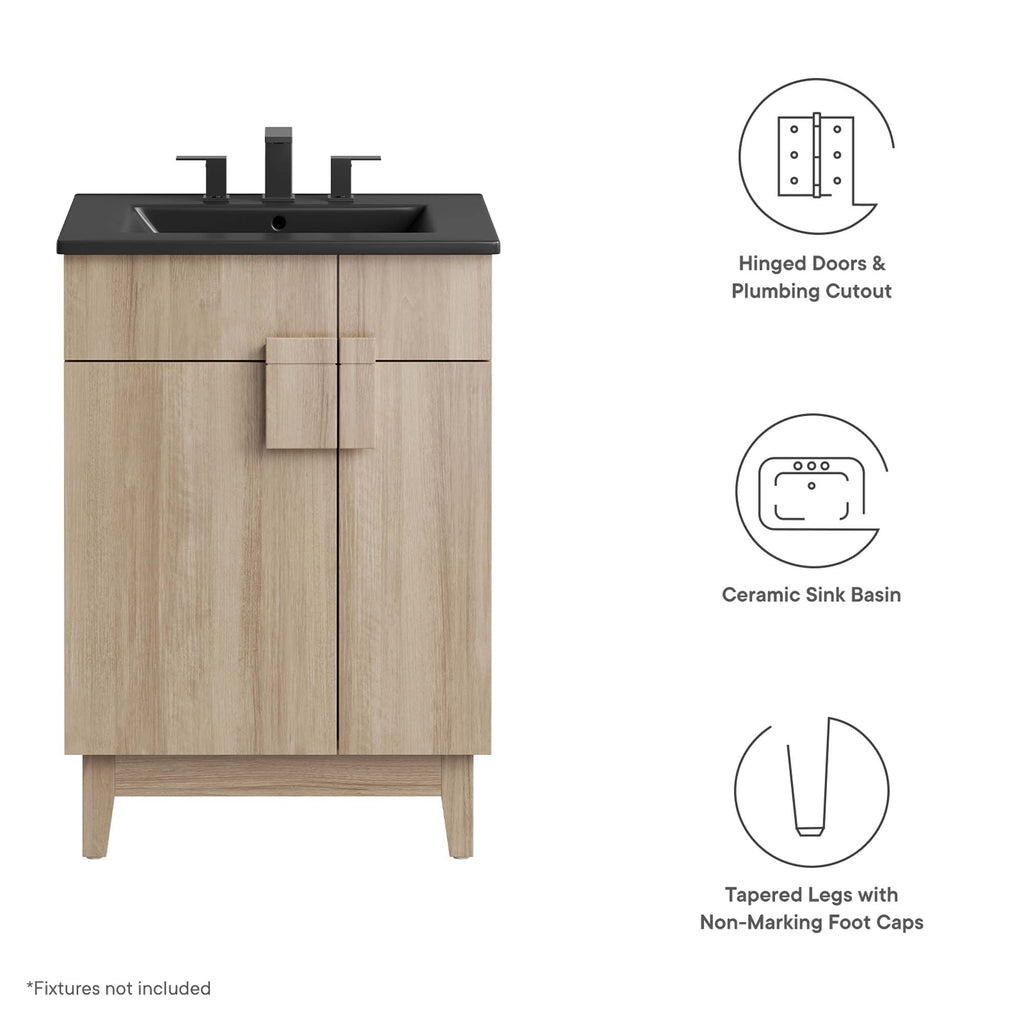 Miles 24" Bathroom Vanity - Black Oak