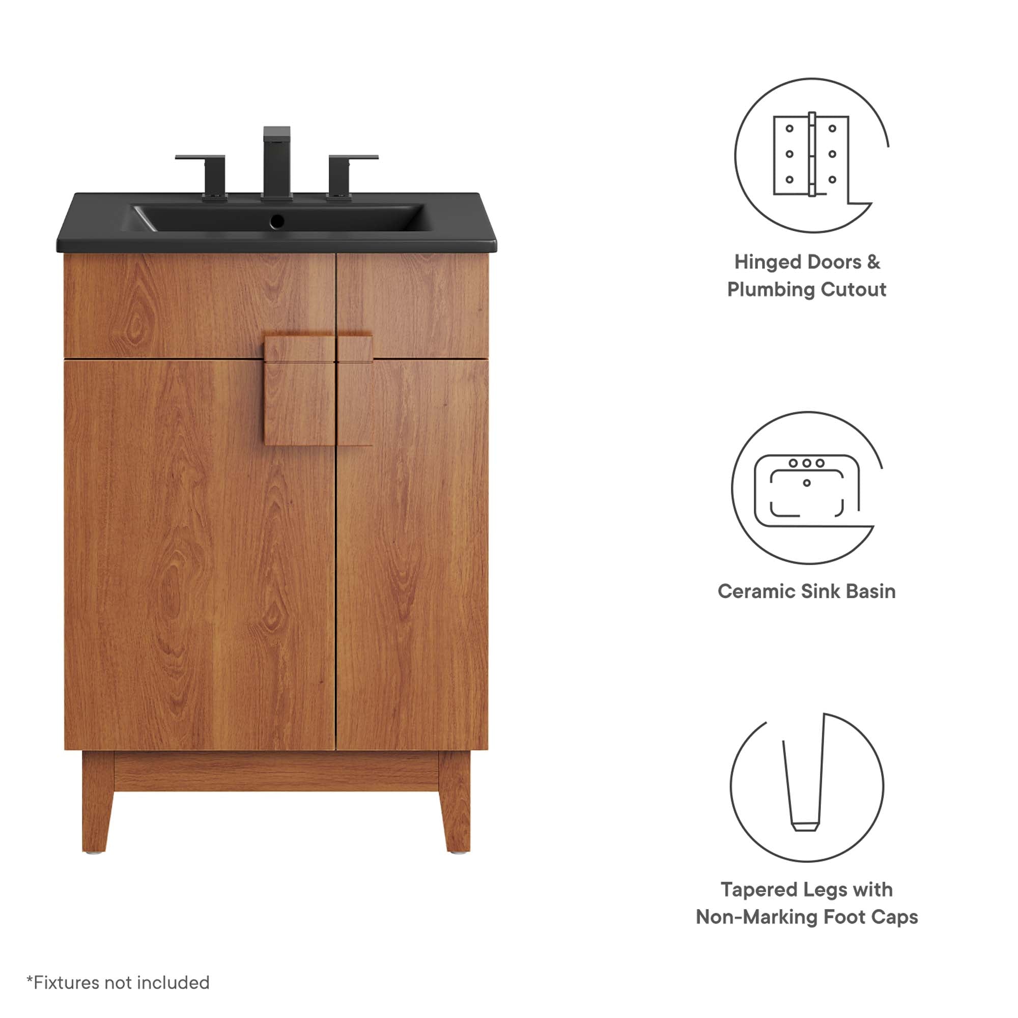 Miles 24" Bathroom Vanity - Black Walnut