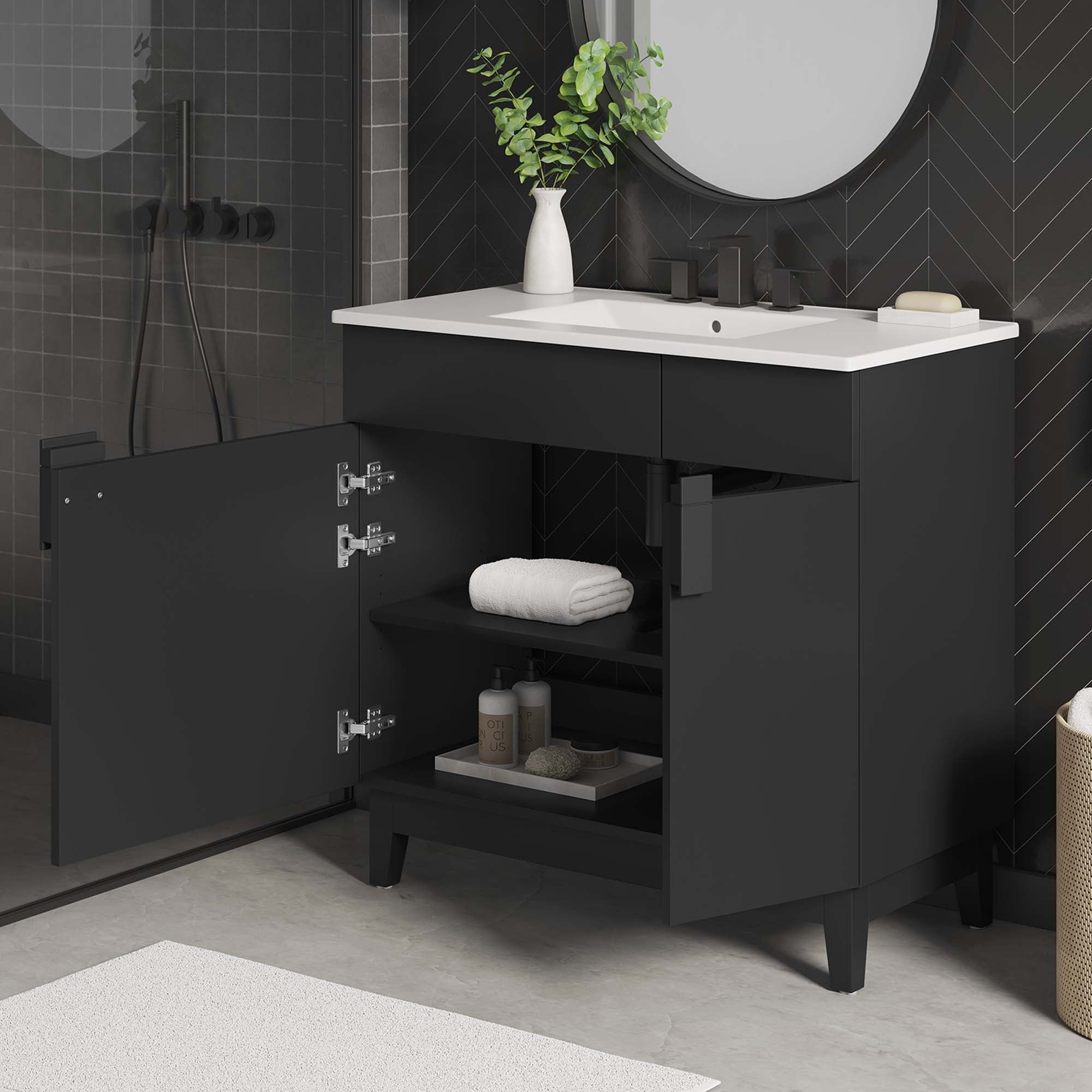 Miles 36" Bathroom Vanity - White Black