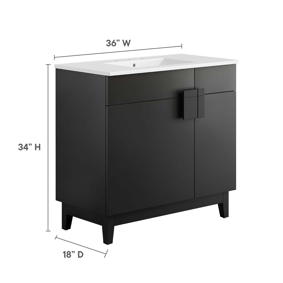 Miles 36" Bathroom Vanity - White Black