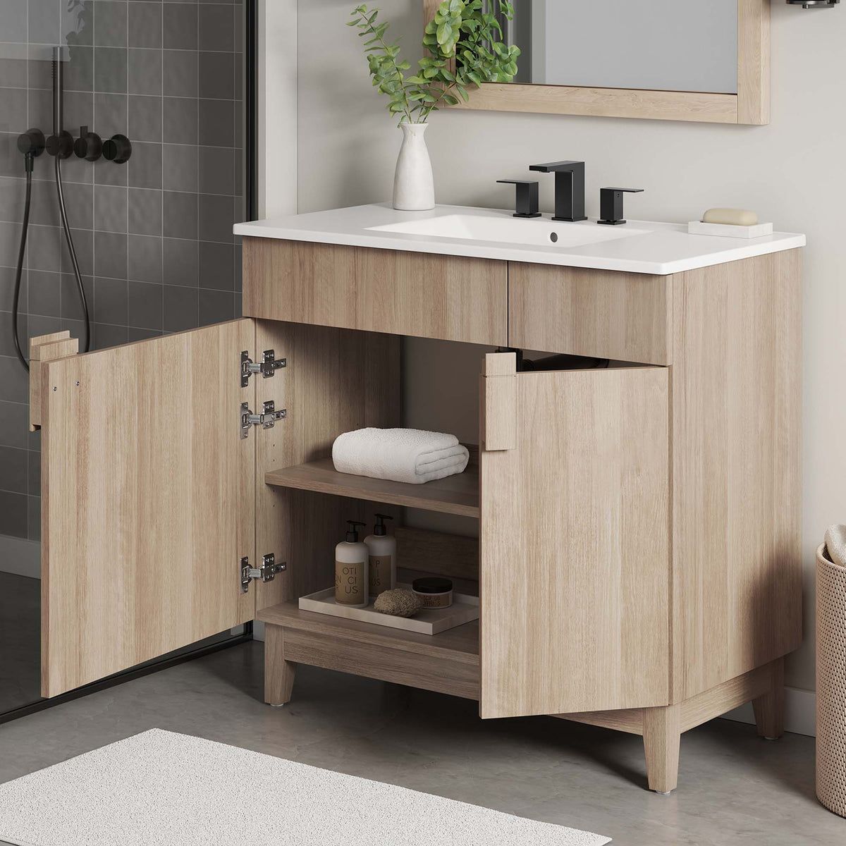 Miles 36" Bathroom Vanity - White Oak