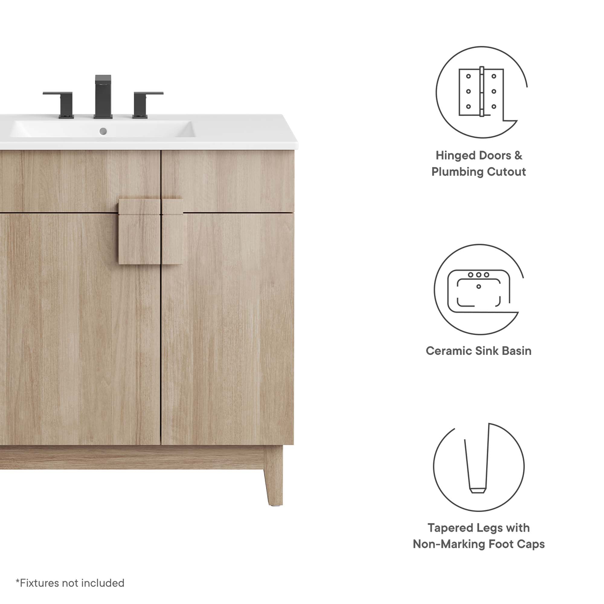 Miles 36" Bathroom Vanity - White Oak