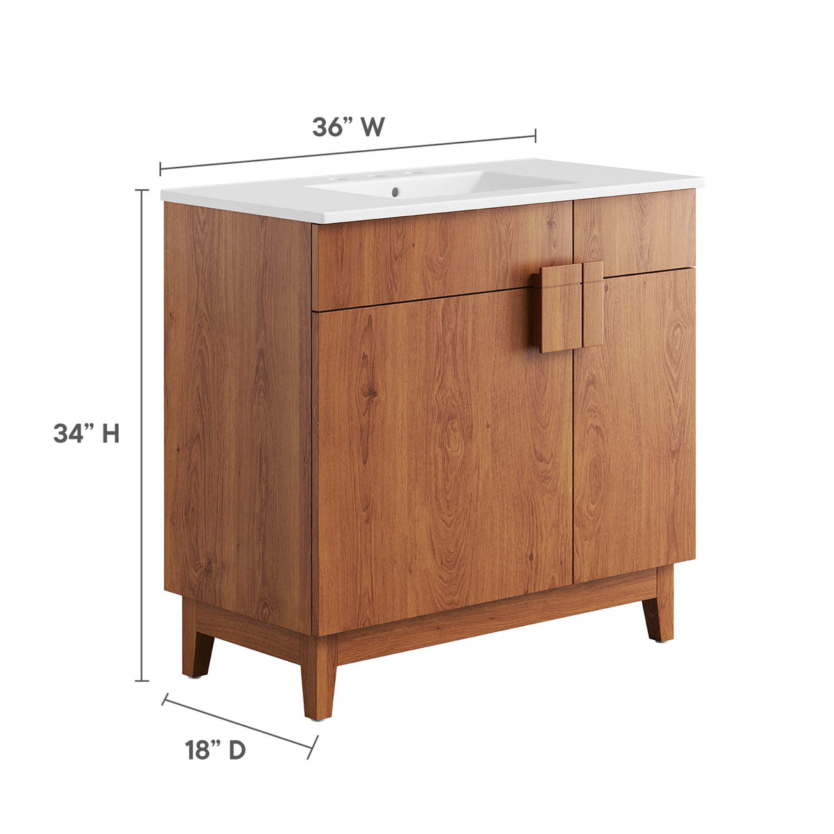 Miles 36" Bathroom Vanity - White Walnut