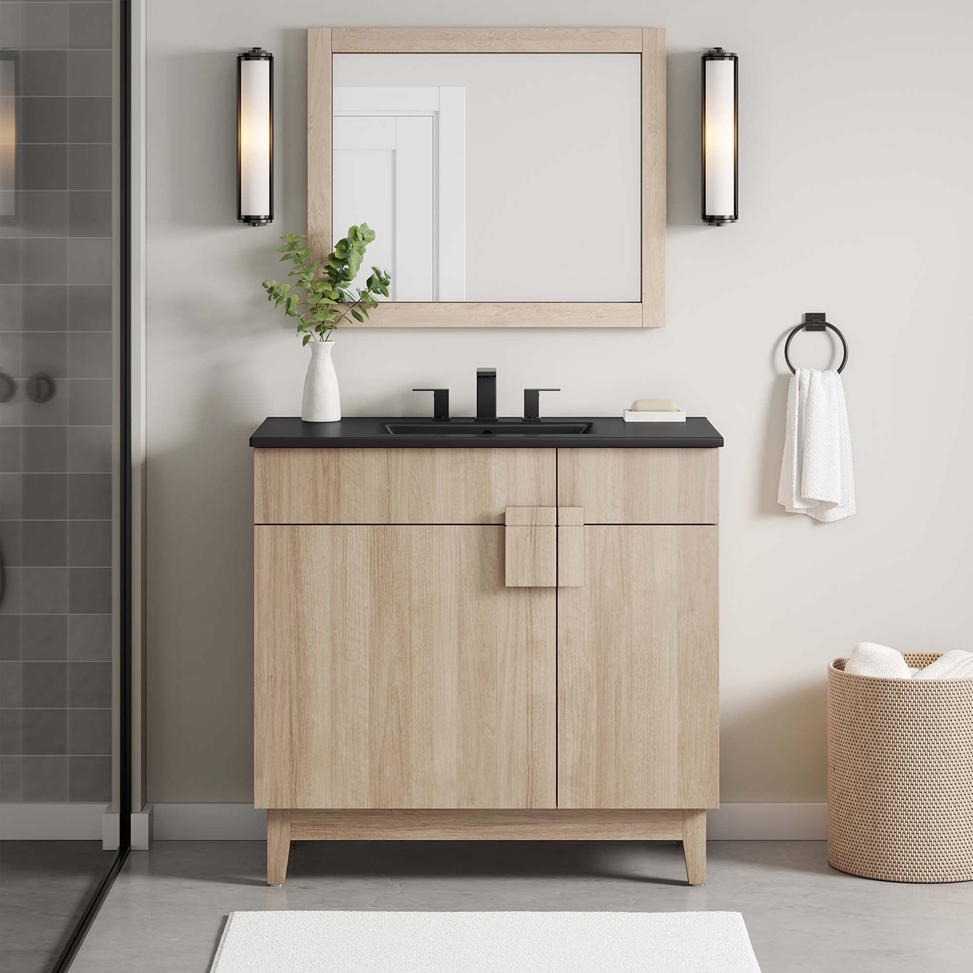 Miles 36" Bathroom Vanity - Black Oak