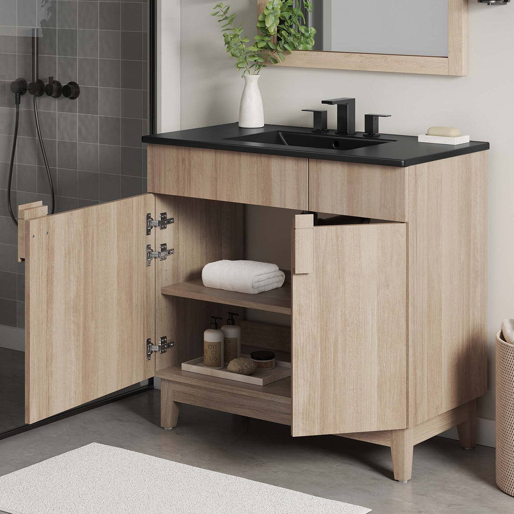 Miles 36" Bathroom Vanity - Black Oak