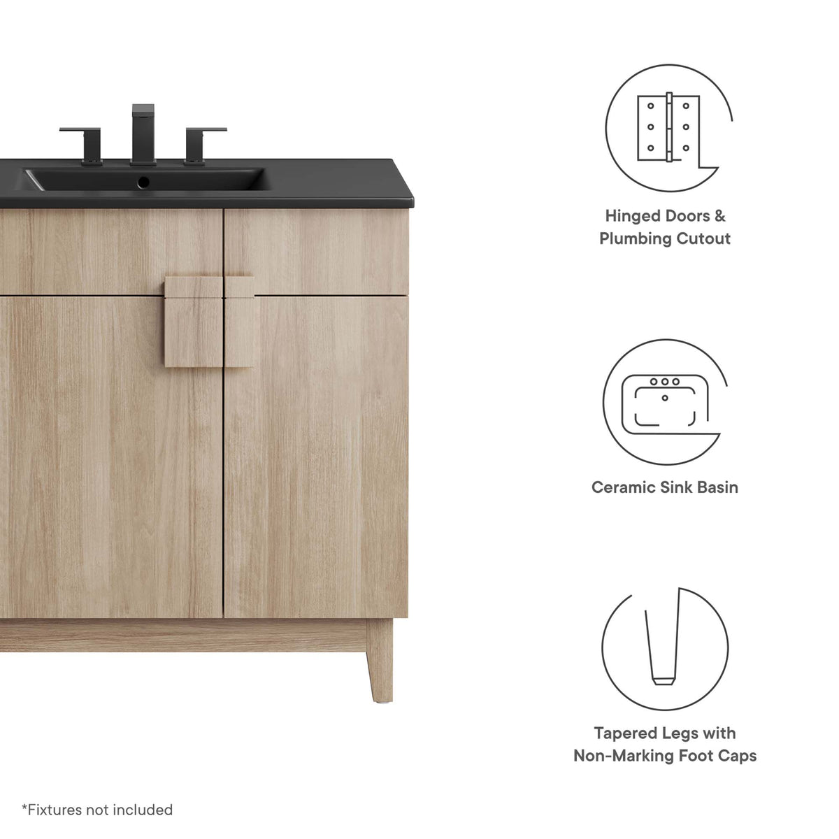 Miles 36" Bathroom Vanity - Black Oak