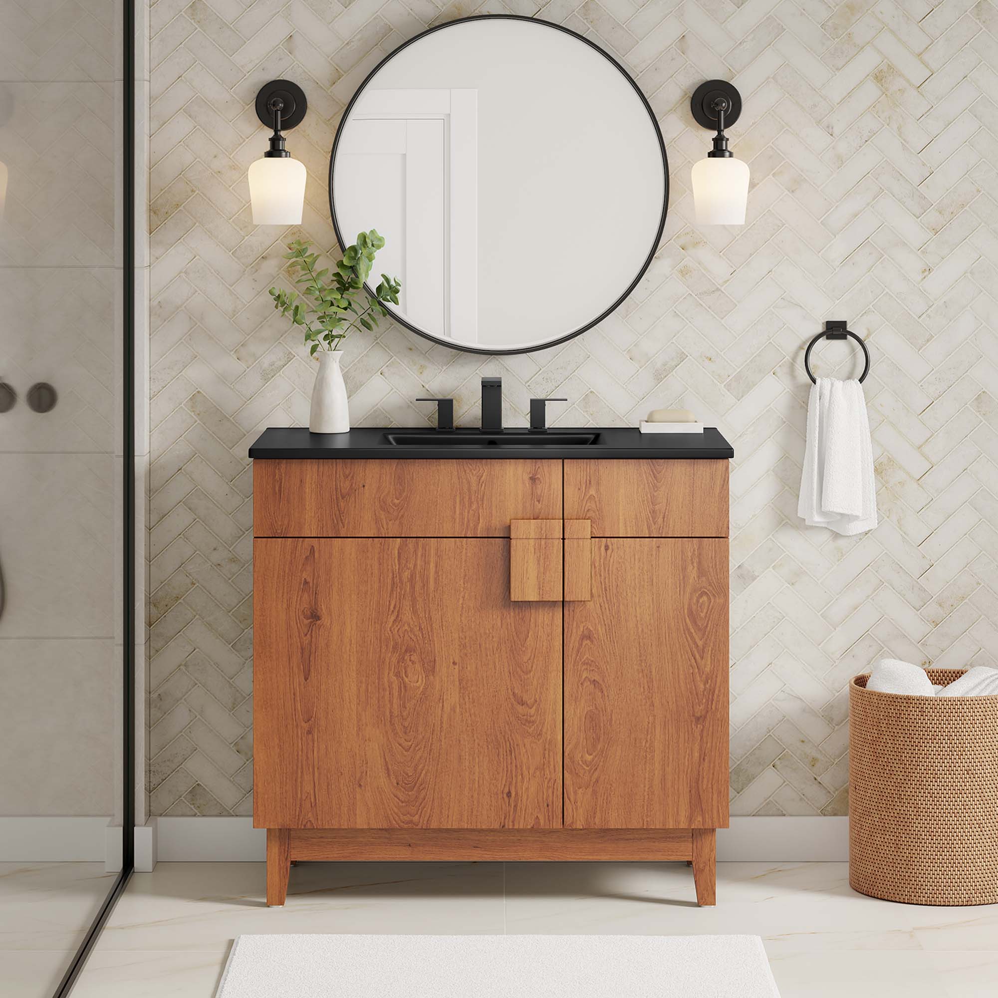 Miles 36" Bathroom Vanity - Black Walnut
