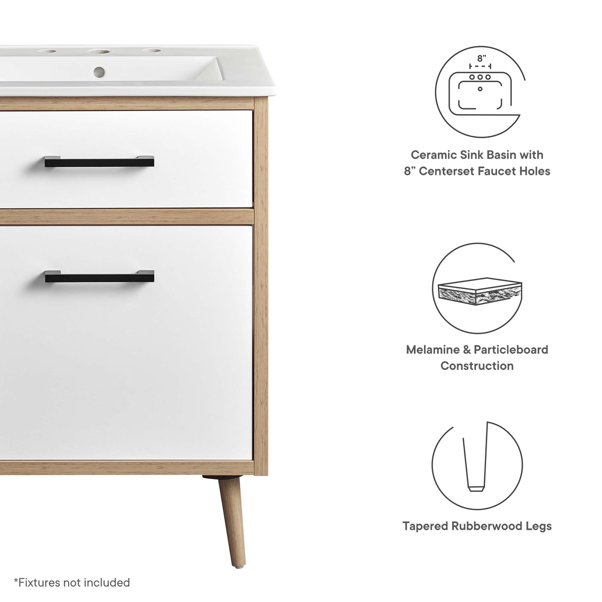 Maverick 24" Bathroom Vanity - White Oak