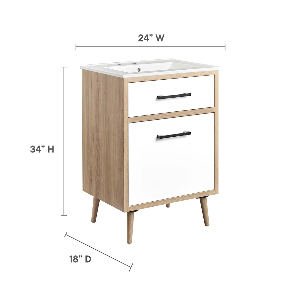 Maverick 24" Bathroom Vanity - White Oak