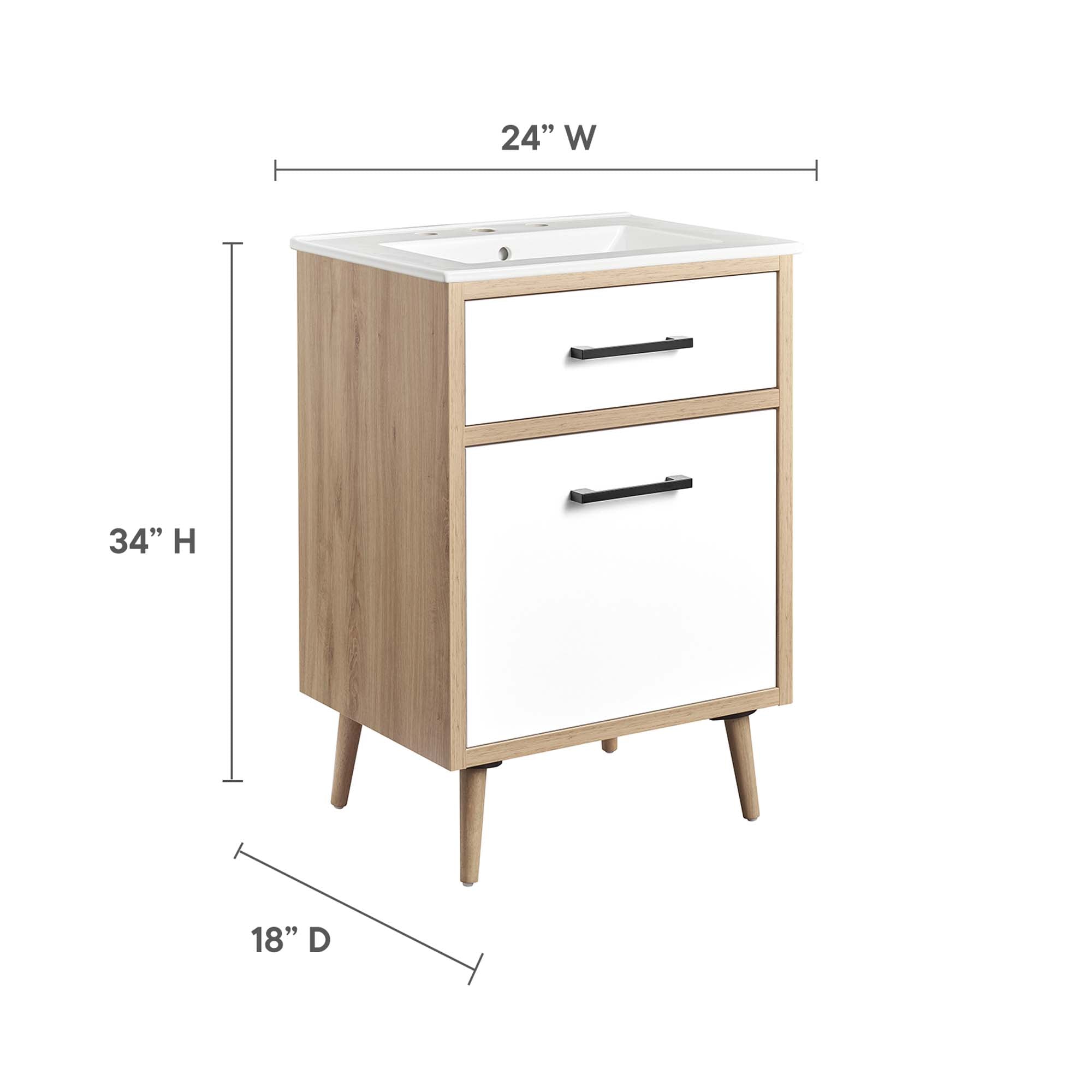 Maverick 24" Bathroom Vanity - White Oak