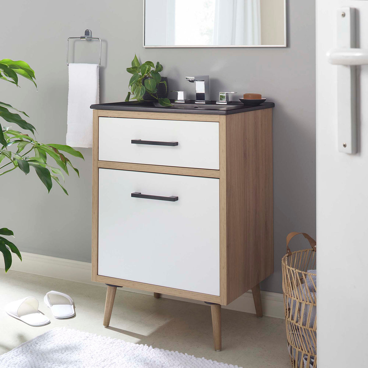 Maverick 24" Bathroom Vanity - Black Oak