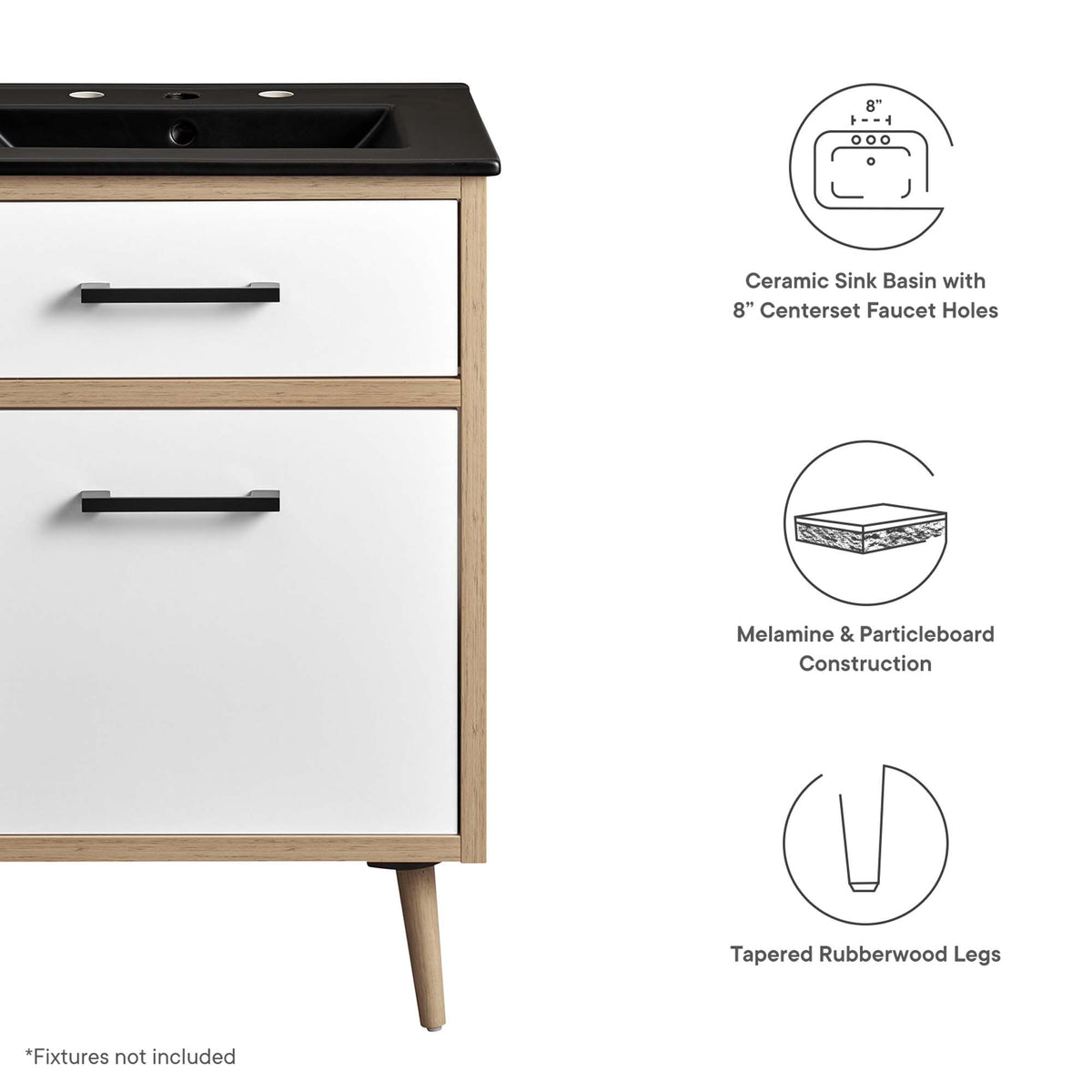 Maverick 24" Bathroom Vanity - Black Oak