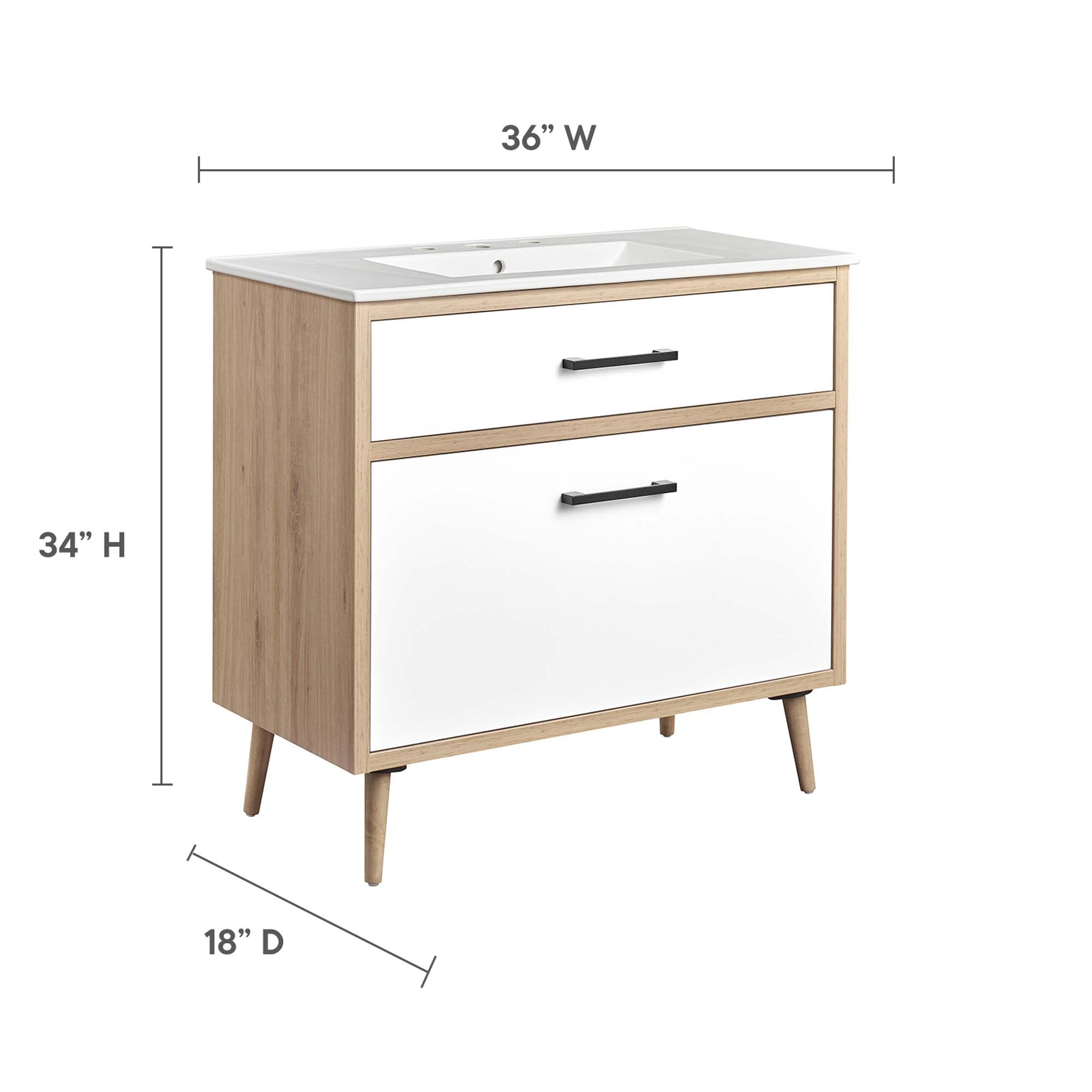 Maverick 36" Bathroom Vanity - White Oak