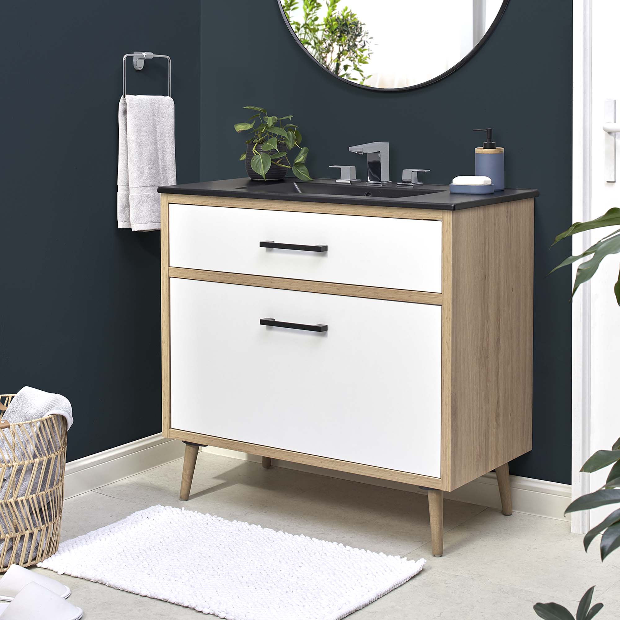 Maverick 36" Bathroom Vanity - Black Oak