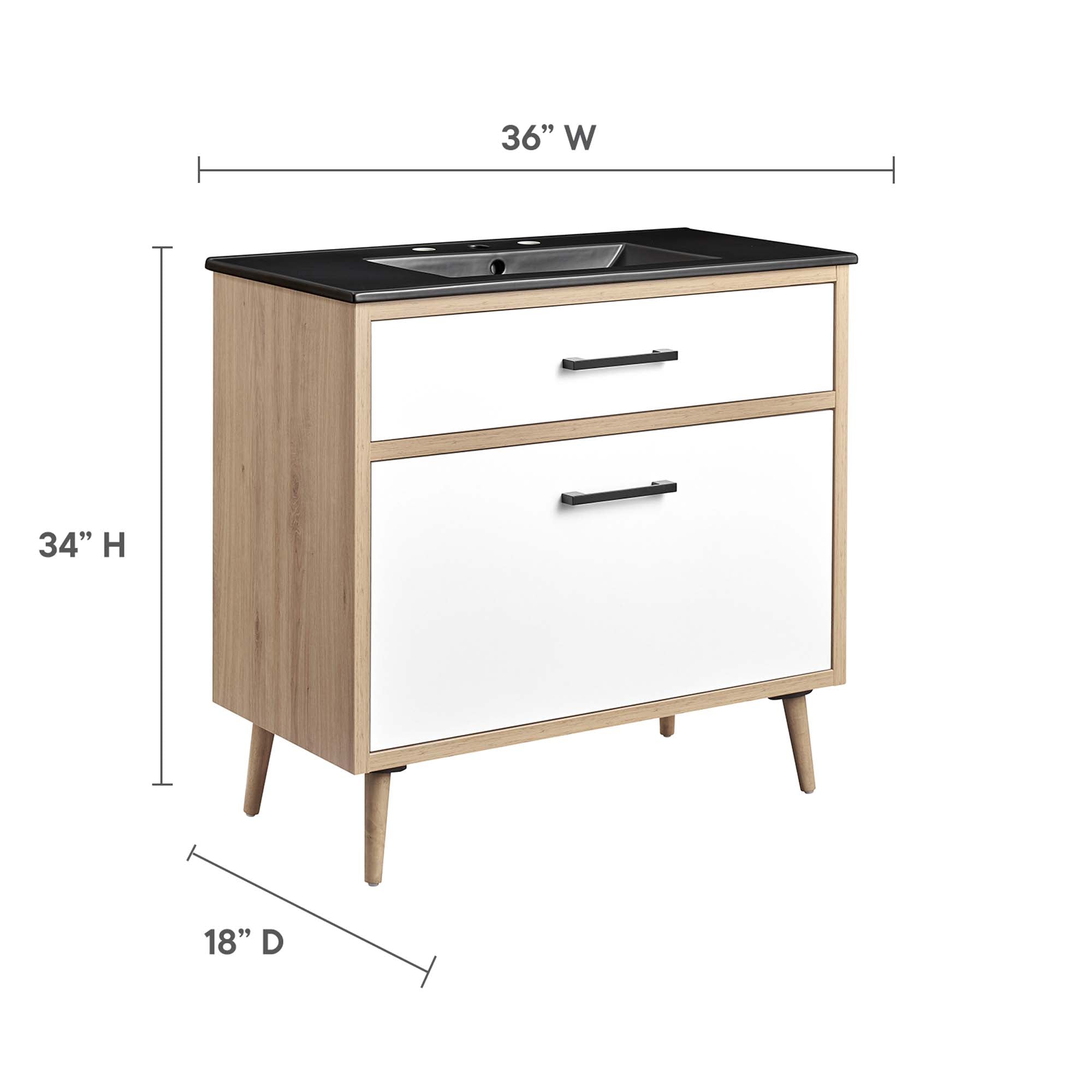 Maverick 36" Bathroom Vanity - Black Oak