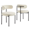 Albie Boucle Fabric Dining Chairs Set of 2 - Ivory Black