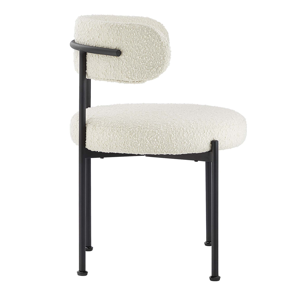 Albie Boucle Fabric Dining Chairs Set of 2 - Ivory Black