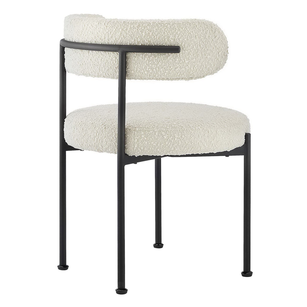 Albie Boucle Fabric Dining Chairs Set of 2 - Ivory Black
