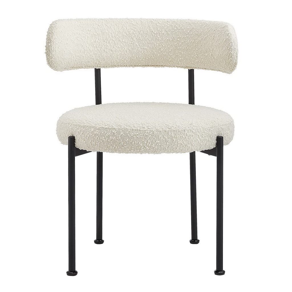 Albie Boucle Fabric Dining Chairs Set of 2 - Ivory Black