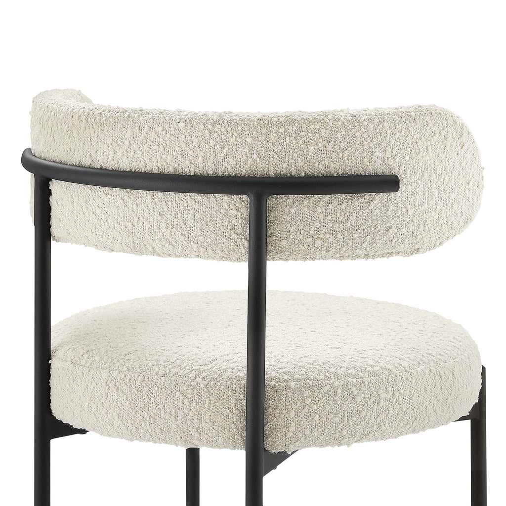 Albie Boucle Fabric Dining Chairs Set of 2 - Ivory Black