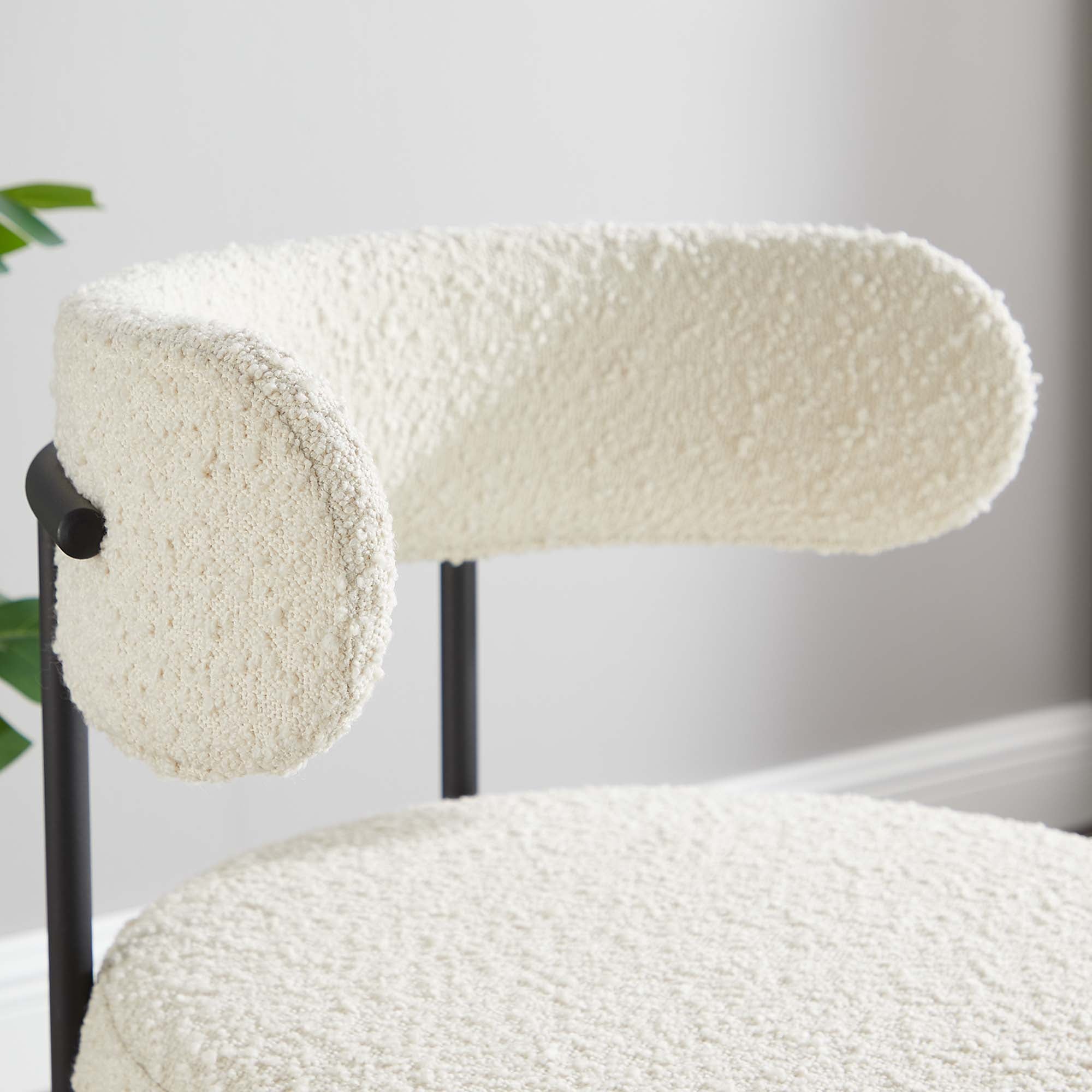 Albie Boucle Fabric Dining Chairs Set of 2 - Ivory Black
