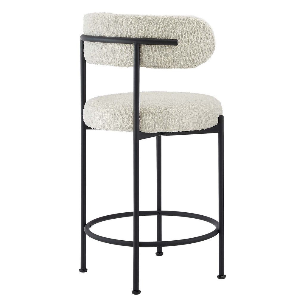 Albie Boucle Fabric Counter Stools Set of 2 - Ivory Black